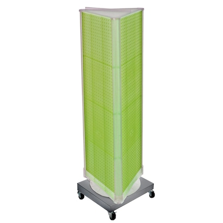 Azar Displays Three-Sided Revolving Pegboard Tower Floor Display on Wheeled Metal Base. Spinner Rack Stand. 700452-GRE